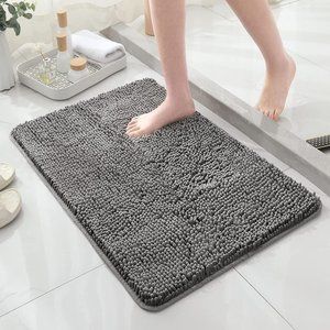 BlissJolly Non-Slip Bathroom Rug 17"×24", Dark Grey